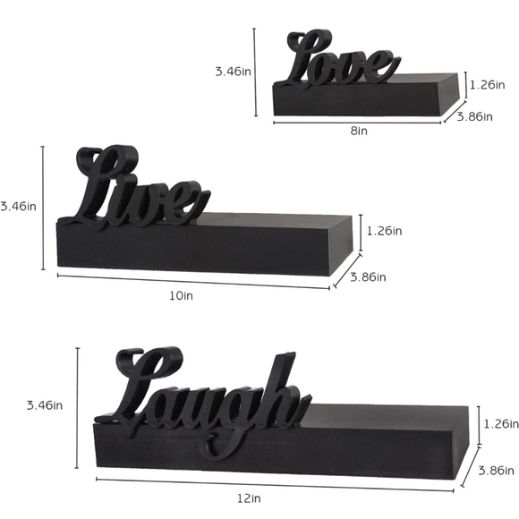 Floating Shelves Wall Mounted,Love,Live,Laugh,Set of 3,Wall Decor - Picture 2 of 8